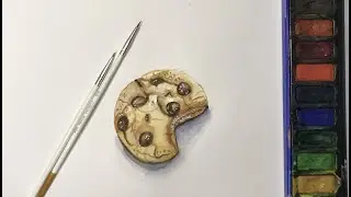 Realistic Chocolate Chip Cookie Watercolor Painting #painting #watercolor
