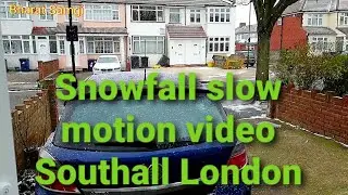 Slow motion snow falling video| Southall London UK | 8-2-2021