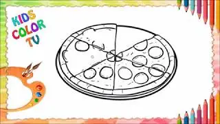 DRAWING AND COLORING PIZZA - DESENHANDO E COLORINDO PIZZA DESENHOS PARA CRIAN&Ccedil;AS!