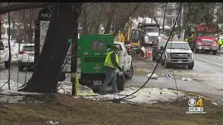 Part of Montvale Ave. in Stoneham still closed day after truck takes down 7 utility poles