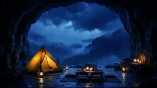 Cozy Rainy Cave Night 🏕️🌧️ Deep Relaxation & Peaceful Sleep Sounds