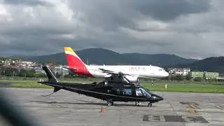 Agusta A109 Power Elite (I-POWE) puesta en marcha y despegue en San Sebastián (EAS/LESO)