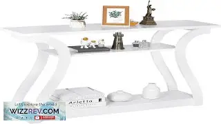 SUPER DEAL Wood Console Table for Entryway 3 Tier Modern Sofa Table