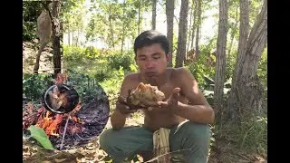 Primitive technology food kh,  Eat burning duck food  very Delicious