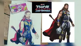 Drawing THOR from Thor LOVE AND THUNDER ⚡ with OIL PASTELS | MCU | Avengers