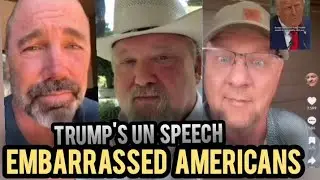 БЕЛЫЕ АМЕРИКАНЦЫ РЕАКЦИЯ НА ПОЗОРНУЮ РЕЧЬ ТРАМПА В ООН В 2025 ГОДУ И САГУ С ЭСКАЛАТОРОМ