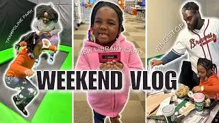 Weekend VLOG: Trampoline Park Fun, New Library Card, and WingStop! #wingstop #allflats #rickross 📚🍗