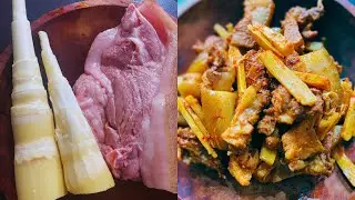 Pork with fresh bamboo shoots | Naga style | Simple and easy to make.