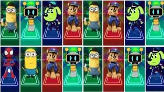 MINIONS vs POW PATROL vs SHERIFF LABRADOR vs SPRUNKI vs SPIDERMAN/Tiles hop edm COFFIN DANCE 