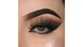 Golden eye makeup #goldenmakeup #glittereyeshadow