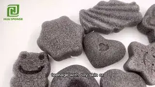 Customizable Activated Carbon Bamboo Charcoal Konjac Sponge For Sensitive Skin