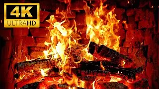 Cozy Logs Burning in Fireplace 🔥 Relaxing Fireplace & Crackling Fire Sounds | 4K Fireplace Ambience