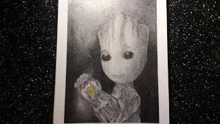 Baby Groot Drawing (realistic portrait) #Infinityware #pencildrawing #Art