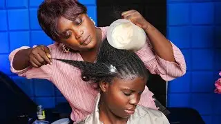 ASMR: intense scalp blowing, Afro hair unbraiding, hair parting,combing,butter greasing hair massage