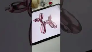 Drawing in Procreate - Digital Watercolor Balloon Dog #shorts #procreate #drawing #watercolor #art
