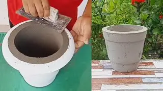 401 | simple and easy way to make cement pot | DIY cement crafting