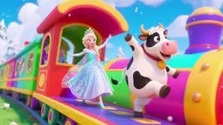 Elsa & Cow Dancing on the Number Train 2 🚂🔢 Fun Kids Learning Dance 🎶