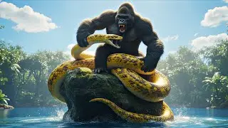 Giant Gorilla vs Python | Incredible Jungle Rescue Story | Python Attacks, Gorilla Saves the Day. 
