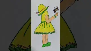 Girl with a hat - Easy drawing for beginners