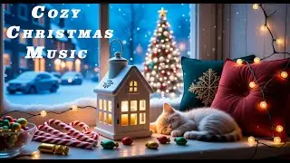 Cozy Christmas Window with a Sleeping Kitten 🐱❄️ | Relaxing Music