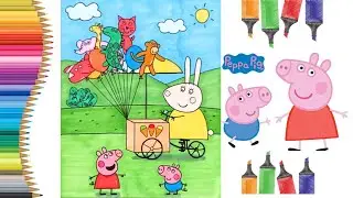 Coloring Peppa Pig & George Buying Dinosaur Balloon| Peppa Pig Coloring Book Pages|Alcohol Markers