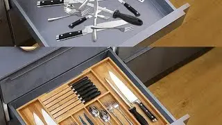 #VaeFae Bamboo Silverware Drawer Organizer Kitchen