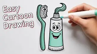 How to Draw a Cute Toothbrush and Toothpaste!