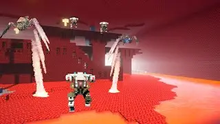 Fight with Robots in Minecraft Nether Fortress Teardown