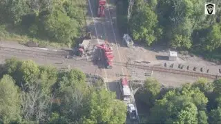 19 train cars involved in Stark County derailment after crash with Mack truck