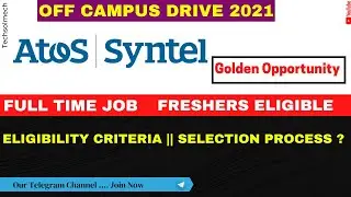 Atos Syntel Recruitment 2021 | Hiring For Freshers | All Branches are Eligible |