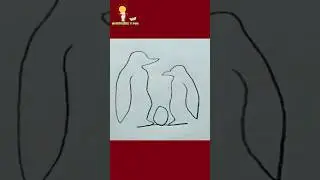 Penguin family drawing in single continuous line #shortvideo #shorts #viral #shortfeed #lineart #art