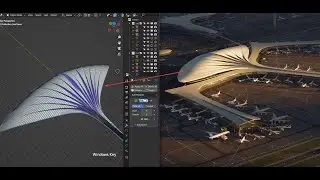 Modeling MAD Architects airport terminal - subdivision parametric design with Blender
