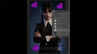 Wednesday Addams colored hearts - Photoshop Tutorial - Adobe Photoshop