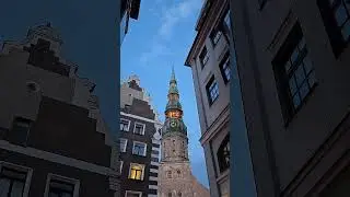 Riga Evening | St. Peter&rsquo;s Church with Cello Music 🇱🇻 🎻 ✨ | #latvia #vibes #riga