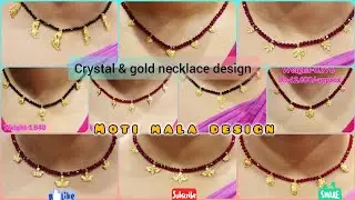 Daily wear crystal & gold pendant necklace design//lightweight Moti mala design with weight & price 