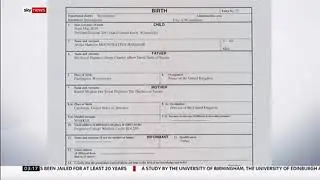 (Royal) Archie's birth certificate (UK) - Sky News -  18th May 2019