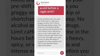 What should you avoid before a night shift?
