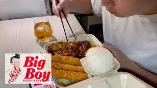ビッグボーイのテイクアウトを1,790円分大食いしました！！！（早食いです）（チーズ&デミハンバーグ（倍）、エビフライ）