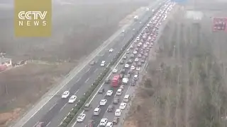 Aerial Video: Massive traffic jam as people return to cities after New Year holidays