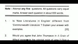 IGNOU MEG-08 NEW LITERATURES IN ENGLISH, M.A ENGLISH, PREVIOUS YEAR QUESTION PAPER DECEMBER,2019
