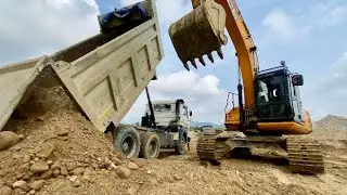 Jcb 220 Excavator Leveling The Stock / HavyEquipment / Excavator Working Video / Mountain Rock