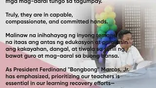 DepEd Secretary Sonny Angara Message of Support | National Seminar-Workshop For All Teachers 