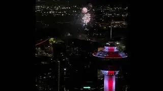 Canada Day Fireworks as viewed from Brookfield Place, Calgary