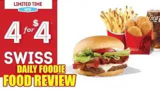 Wendy's Swiss JBC 4 for $4 Deal Review - New Value Meal Unwrapping #foodreview