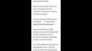 Hwb stipendiary trainee plant operator Skill test,document verification,medical full detais