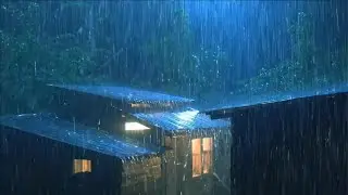 Goodbye Insomnia 🌧️ Deep Sleep in a Cozy Cabin  Heavy Rain Sounds at Night
