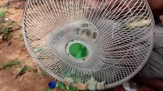 Wow ! ! Amazing Electric Fan Guard Fish Trap   Net Fishing In The River At Siem Reap
