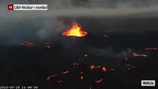 Litli-Hr&uacute;tur Eruption 11 Days Timelapse: July 19-29, 2023