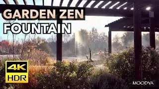 4K HDR Zen Garden Water Fountain * Relaxing Nature TV Background Ambience and Soundscape