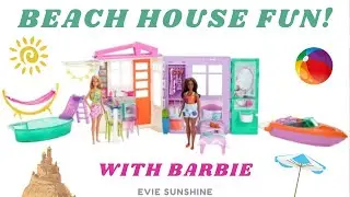 Barbie Beach House Bundle with 2 Dolls and Accessories Playset #barbiedoll #fashiondoll